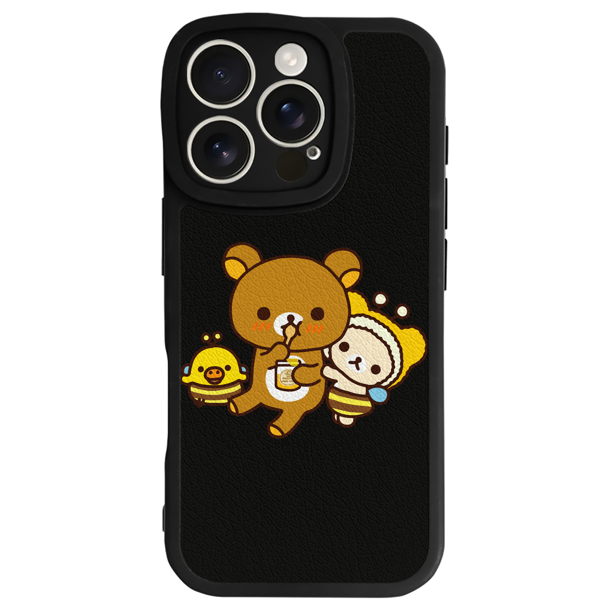 （画像用） リラックマ リラックマ キイロイトリ Rilakkuma Korilakkuma Kiiroitori 【iPhone 16シリーズ対応】シリコンスマホケース（レザー調） 材質：シリコン
